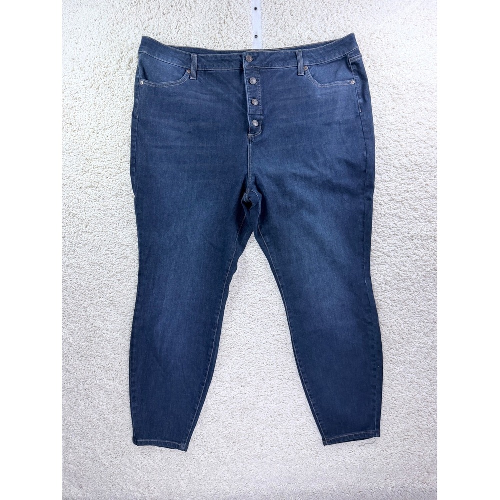 Lauren Conrad Super Skinny Jeans Womens 22W Dark Blue Button Fly High Rise